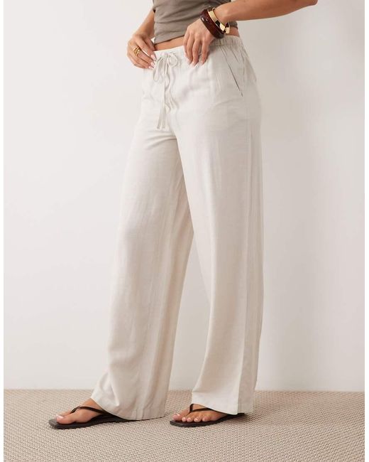 Jdy Natural Wide Leg Linen Mix Trouser