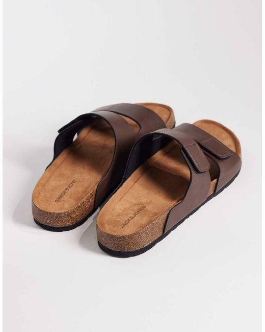 Jack & Jones Brown Faux Leather Strap Sandals for men