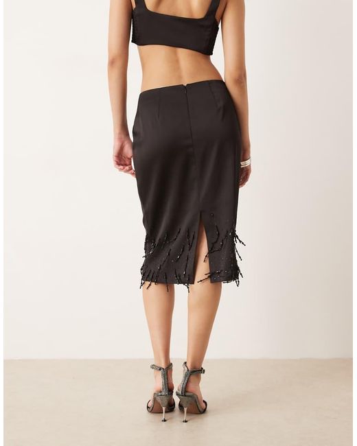 Mango Rok Tot Op De Knie Met Versiering in het Natural