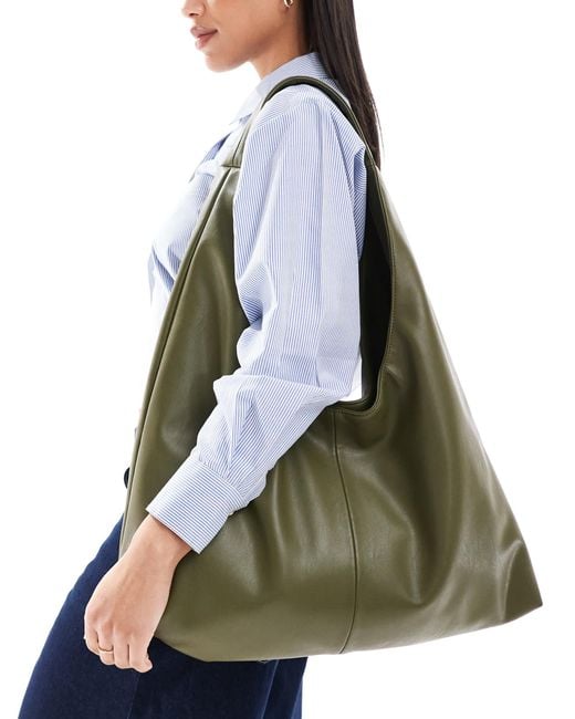 Pull&Bear Green Slouchy Shopper Bag