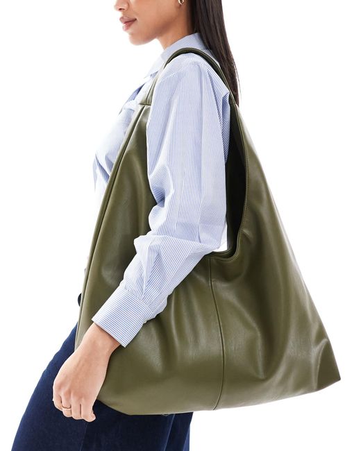Pull&Bear Green Slouchy Shopper Bag