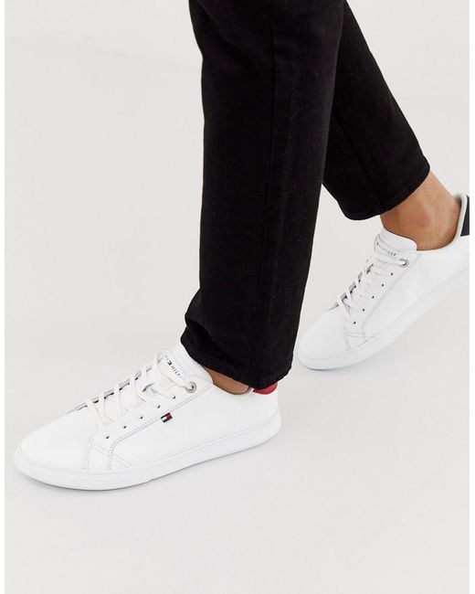 Tommy Hilfiger Essential Leather Icon Logo Sneaker In White for Men | Lyst