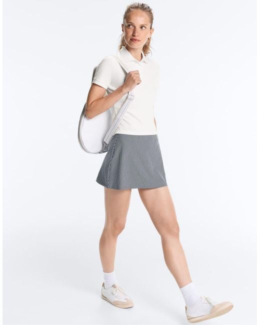 Oysho Blue Evermove High Rise Striped Short Skirt