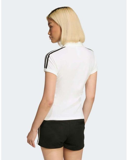 Adidas Originals White 3-Stripes Polo