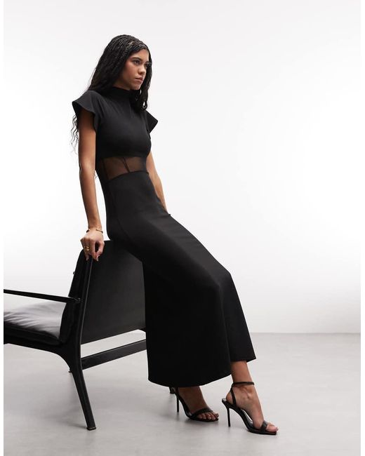 ASOS White Maxi Dress With Mesh Corset Seam Detail