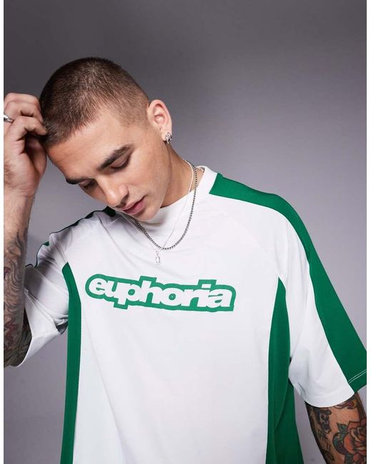 T-Shirt Oversize Squadrata Bianca Con Design A Pannelli Con Scritta Sportiva di ASOS in Gray da Uomo