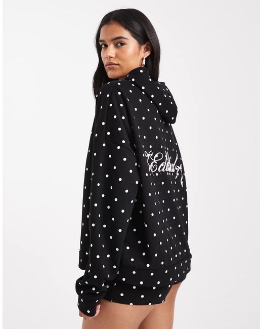 Edikted Chelsie Polka Dot Hoodie in Black | Lyst UK