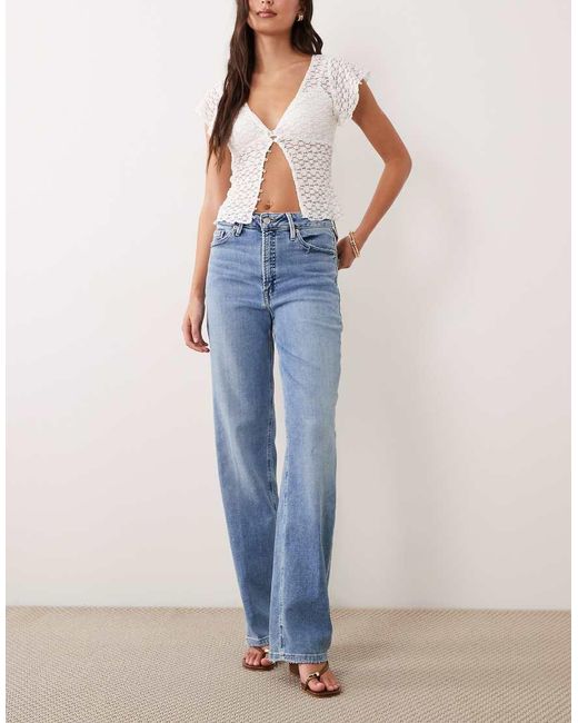 GOOD AMERICAN Blue Good Waist Soft Tech True Straight Jeans
