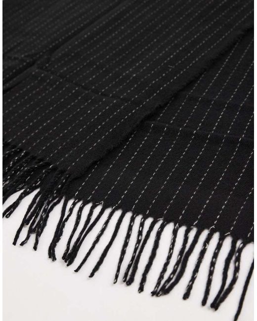Sciarpa Morbida Nera Con Stampa Gessata E Frange di Vero Moda in Black