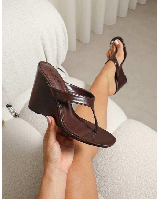 SIMMI Natural Jodie Toe Thong Wedge Sandals