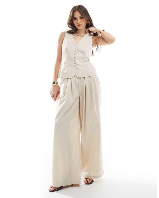 4th & Reckless White Linen Look Tie Back Waistcoat Co-ord