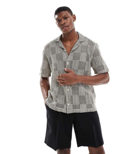 Camicia A Maniche Corte All'Uncinetto Patchwork Misto di Hollister in Gray da Uomo