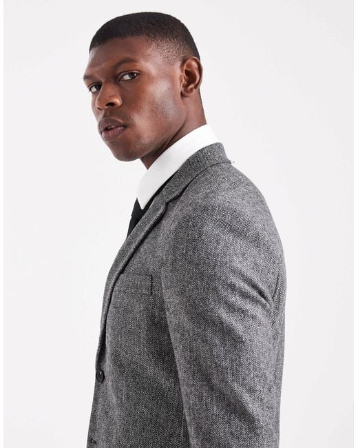 Jack & Jones Gray Wool Blend Suit Jacket for men