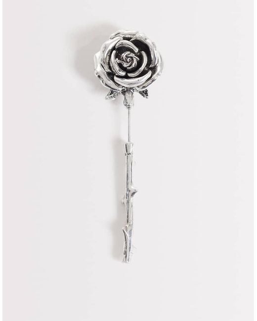 ASOS White Rose Lapel Pin for men