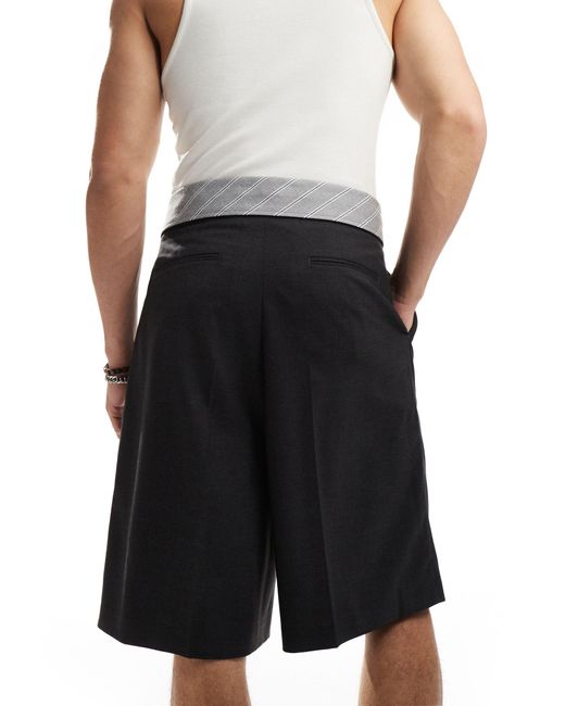 ASOS Black Smart Longline Shorts With Double Waistband for men