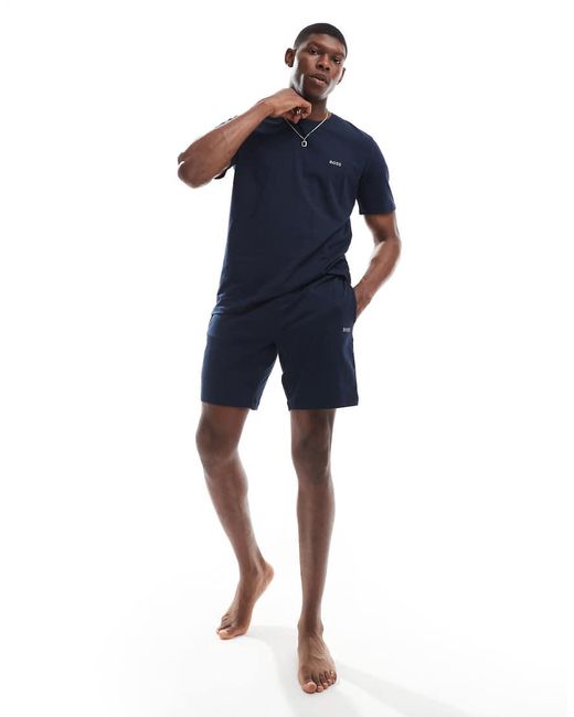 Pantalones Cortos Azul Marino De Punto Liso De (Parte De Un Conjunto) Boss de hombre de color Blue