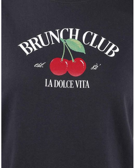 Yours Clothing Blue Cherry Graphic Sleep Tee Top