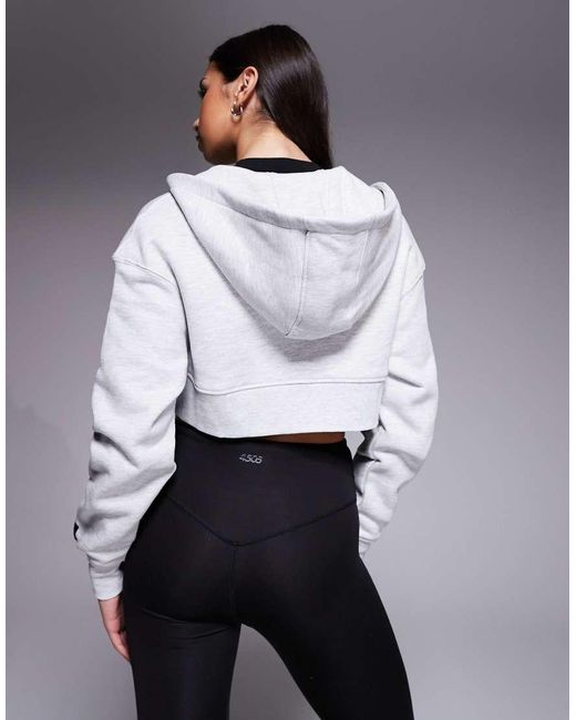 4505 White Icon Rest Day Heavyweight 440Gsm Cotton Zip Up Boxy Crop Hoodie