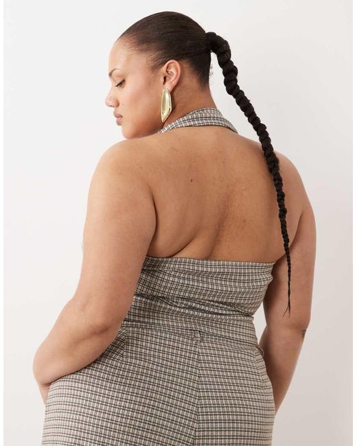 ASOS Gray Asos Design Curve Brushed Halterneck Corset Top