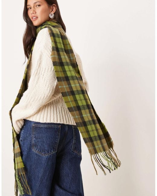 ASOS Green – karierter schal aus webstoff