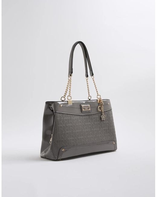 River Island Gray Chain Handle Embossed Tote Bag