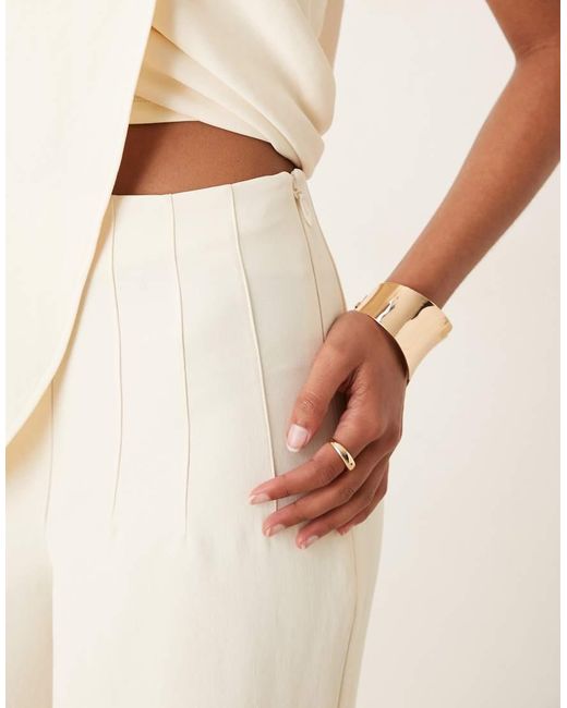 ASOS Natural Tailored High Waist Corset Detail Palazzo Trousers Co-ord