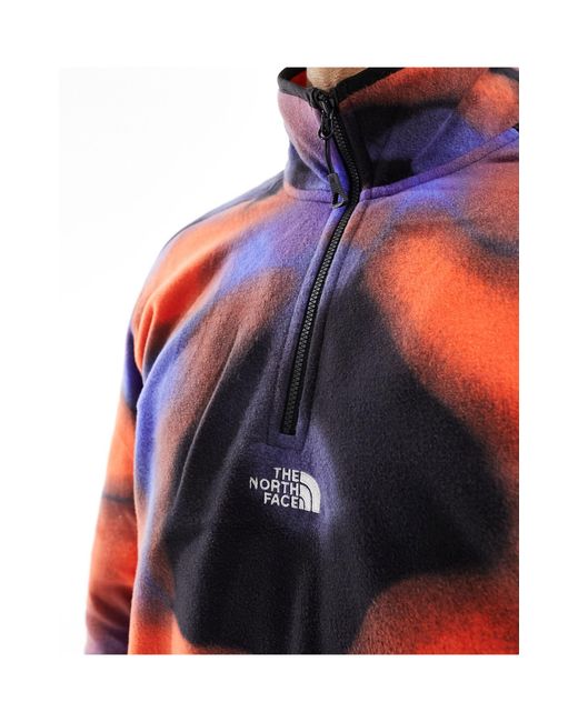The North Face Red 1/4 Zip Glacier Fleece With Center Logo for men