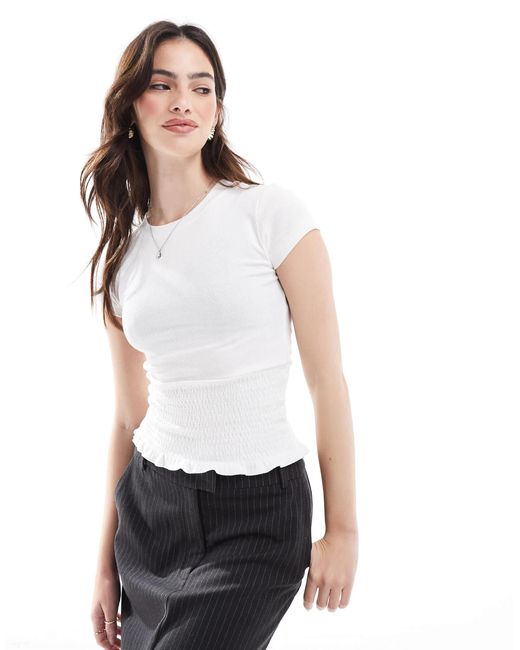 Cotton On White Cotton on – pia – gesmoktes, kurzärmliges oberteil