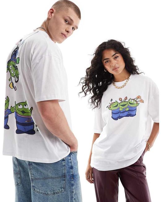 ASOS Gray Disney Christmas Oversized T-shirt With Toy Story Alien Prints