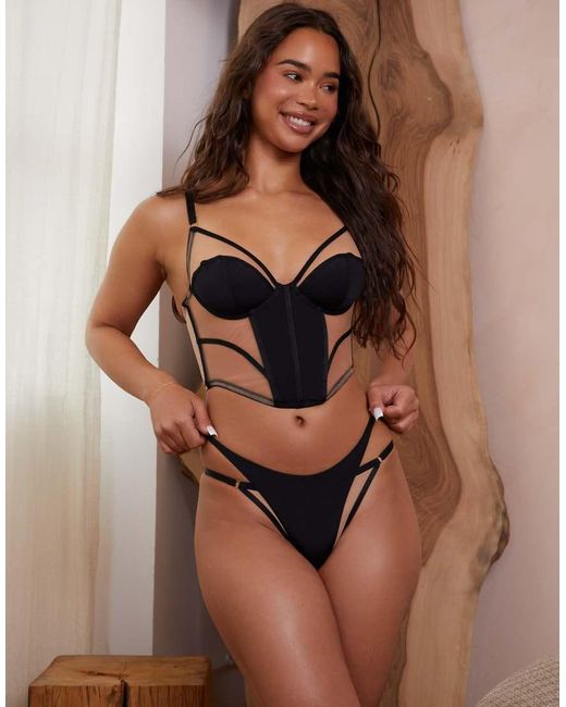 Wolf & Whistle Brown X Michelle Domingos Illusion Net And Micro Basque