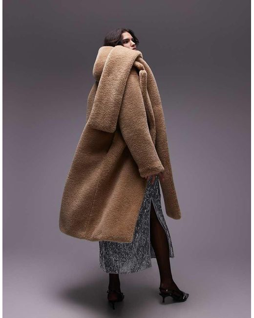 Abrigo Ultragrande Llamativo Con Bufanda Estilo Capucha De TOPSHOP de color Brown