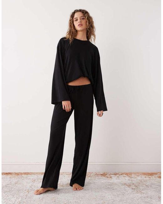 Weekday Black Co-Ord Lounge Low Rise Wide Leg Trousers