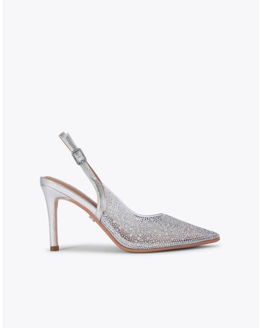 Carvela Kurt Geiger White Positano Vinyl Sling Back Heeled Shoes