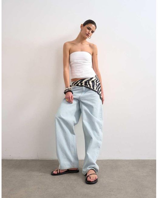 TOPSHOP White Gathered Bandeau Top