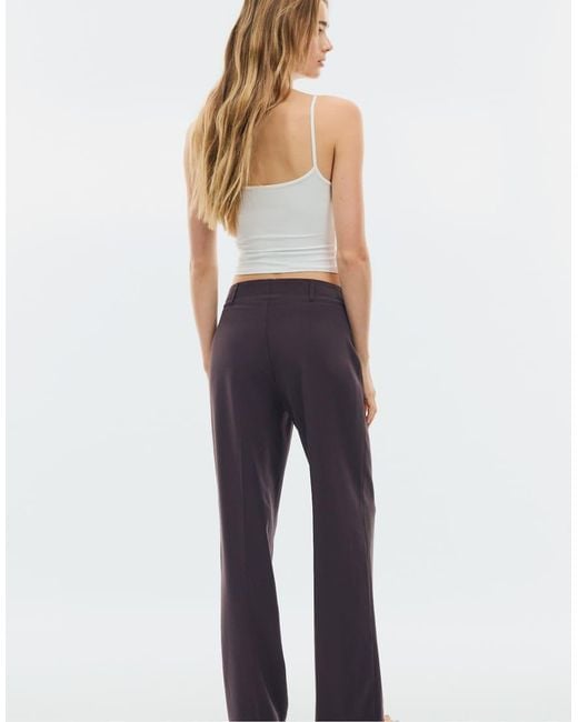 Stradivarius Blue Smart Slim Fit Straight-leg Trousers