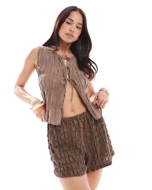 Pantaloncini Testurizzati Lavaggio Acido di ASOS in Brown