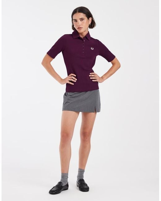 Fred Perry Purple Wide Rib Polo Shirt