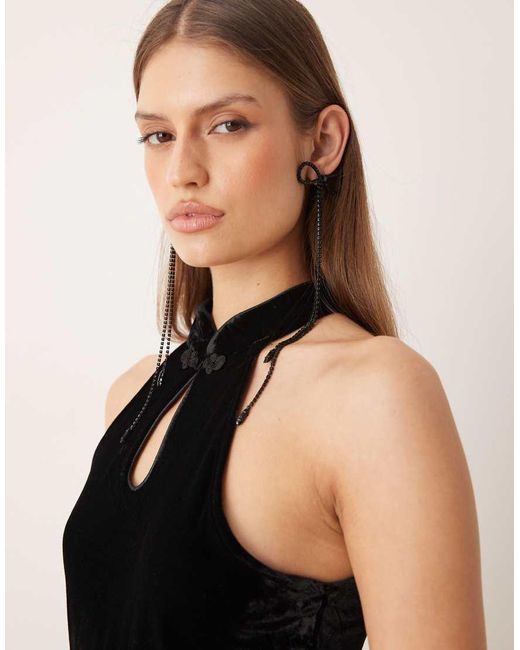 Mango Black Velvet Cut Out Top Co-ord