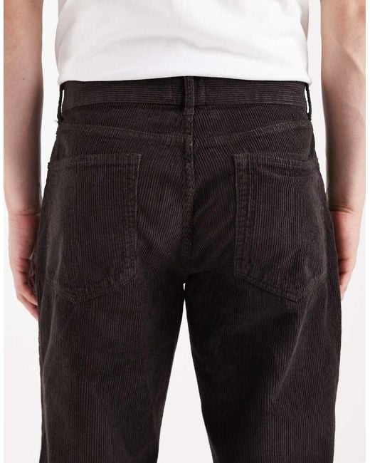 Pantalones Cargo Marrones De Corte Recto De Pana De ASOS de hombre de color Black
