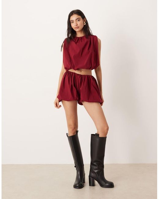 ASOS Red Co-ord Puffball High Neck Top
