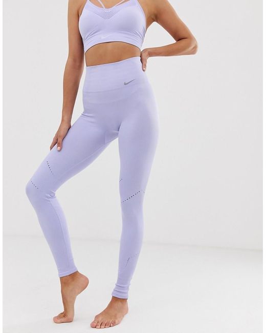 Nike Nike Yoga Dri-fit Power Seamless leggings With Small Logo in Purple |  Lyst Australia