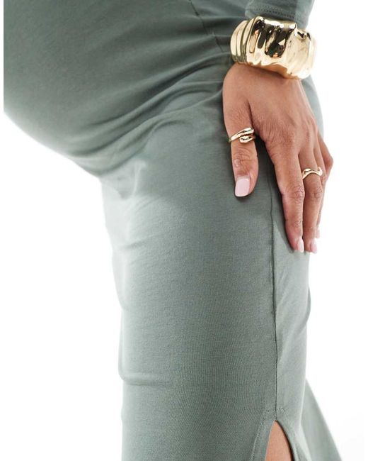 Mama.licious Green Mamalicious Maternity Jersey Bodycon Midi Dress