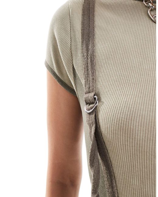 Collusion Gray Strap Detail T-shirt Mini Dress