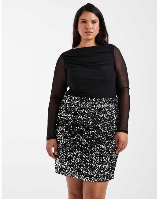 Vero Moda Black Textured Sequin Mini Skirt