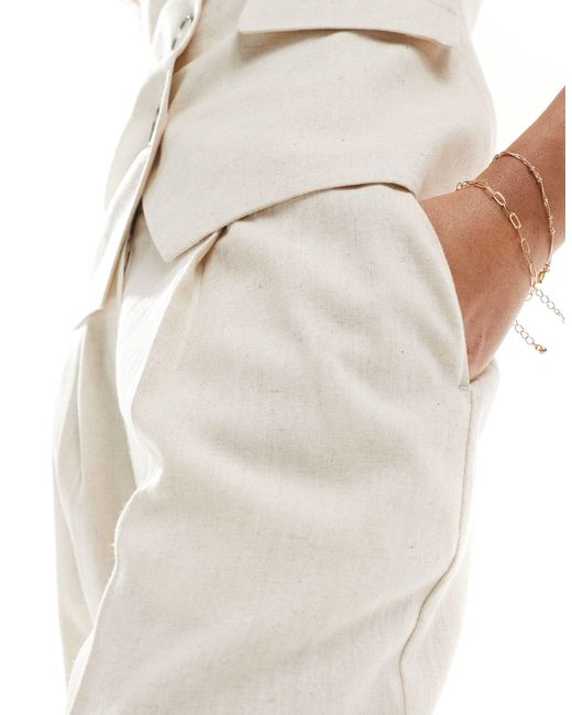 Pantalon d'ensemble large en lin - naturel Miss Selfridge en coloris White