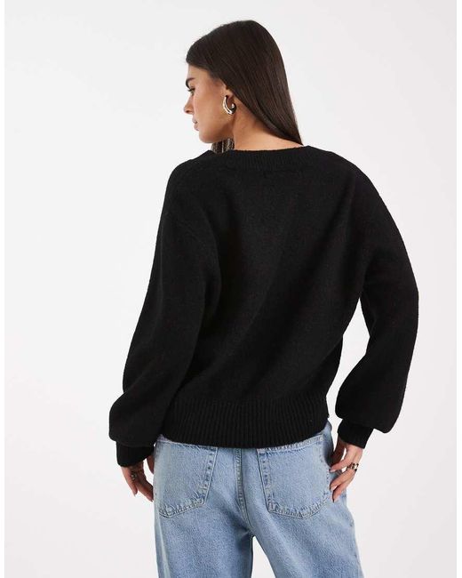 Vero Moda Black Soft Oversized V-neck Jumper