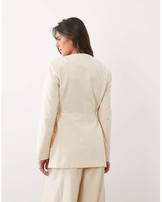ASOS Natural Linen Tie Side Blazer