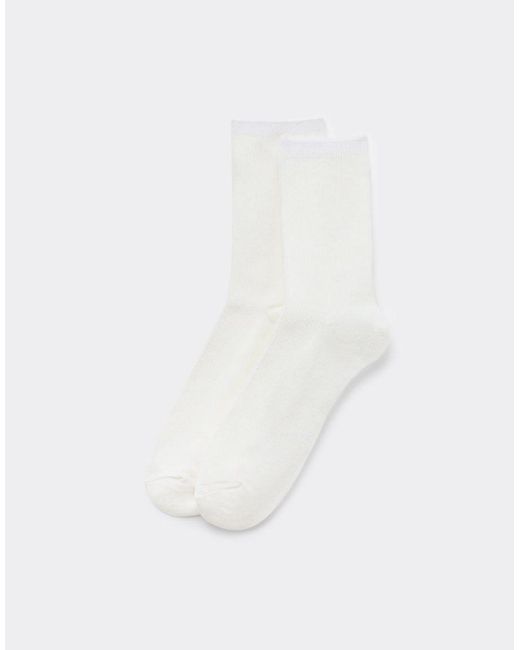 Tezenis White Heavy Wool-Blend Ankle Socks