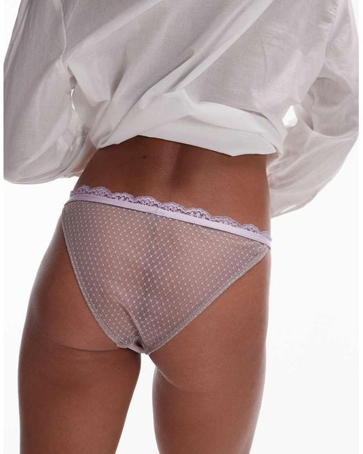 Free People Brown Scallop Edge Dotty Lace Briefs