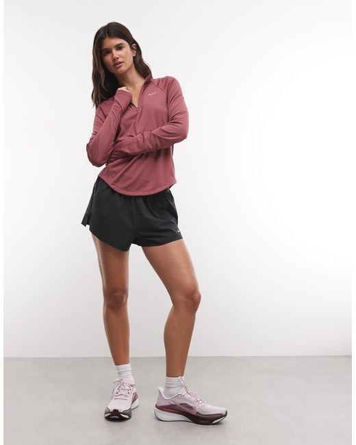 Nike Red Tempo Dri-Fit Half Zip Long Sleeve T-Shirt